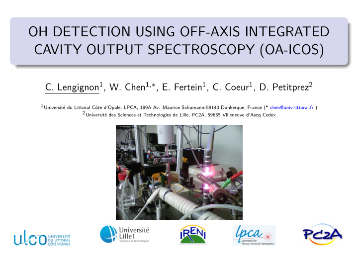 oh detection using off axis integrated cavity output