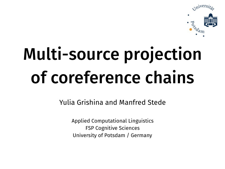 multi source projection of coreference chains