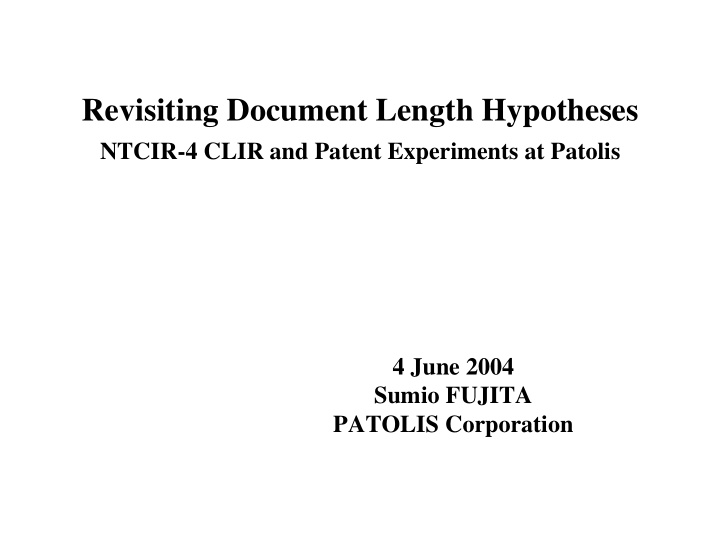 revisiting document length hypotheses