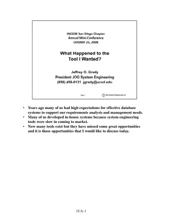 Years ago many of us had high expectations for effective database  g  y  g  p    systems to