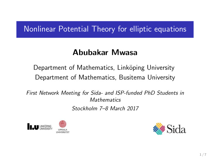 nonlinear potential theory for elliptic equations
