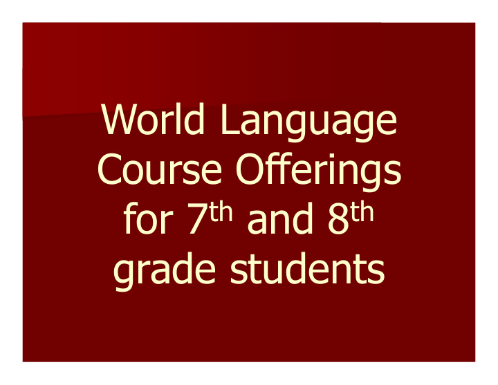 world language course offerings