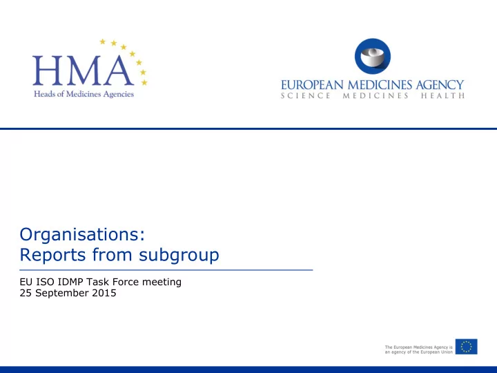 organisations reports from subgroup