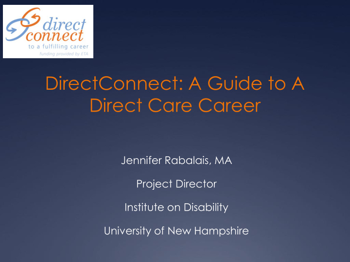 directconnect a guide to a direct care career
