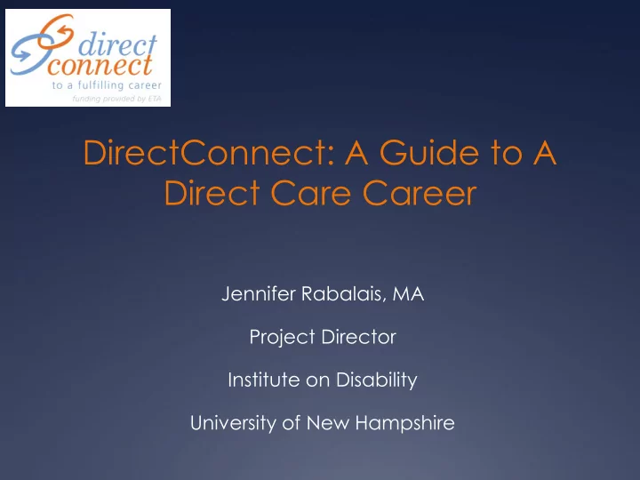 directconnect a guide to a direct care career