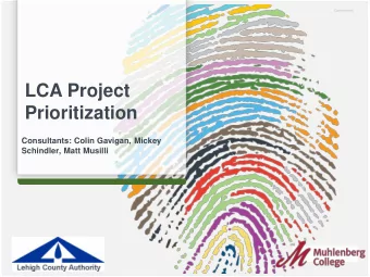 Prioritization  Consultants: Colin Gavigan, Mickey  Schindler, Matt Musilli  Who We Are