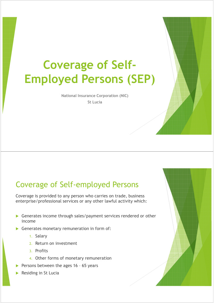 coverage of self employed persons sep