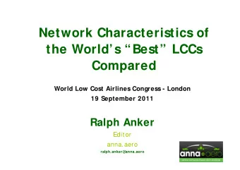 Network Characteristics of  the Worlds Best LCCs  Compared  World Low Cost Airlines