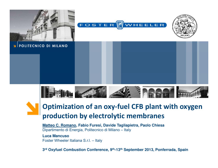 optimization of an oxy fuel cfb plant with oxygen