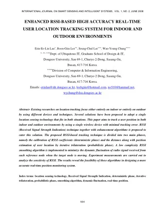 ENHANCED RSSI-BASED HIGH ACCURACY REAL-TIME  USER LOCATION TRACKING SYSTEM FOR INDOOR AND  OUTDOOR