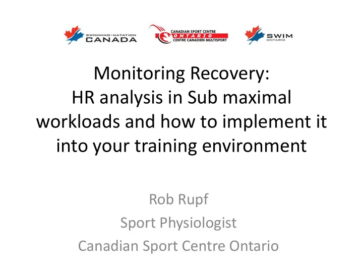 monitoring recovery