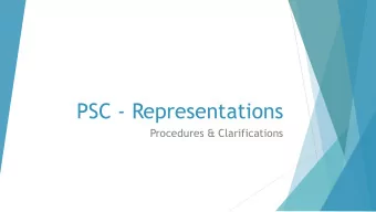 PSC - Representations  Procedures &amp; Clarifications  Preliminary Meeting  It is of utmost