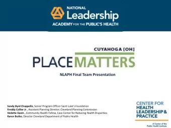 NLAPH Final Team Presentation Sandy Byrd Chappelle , Senior Program Officer Saint Luke's Foundation