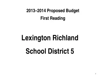 Lexington Richland  School District 5  1 Summary of Changes Discussion Reading to First Reading