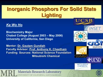 Inorganic Phosphors For Solid State  Inorganic Phosphors For Solid State  Lighting  Lighting  Ka Wo