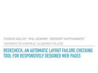 REDECHECK: AN AUTOMATIC LAYOUT FAILURE CHECKING  TOOL FOR RESPONSIVELY DESIGNED WEB PAGES  ISSTA
