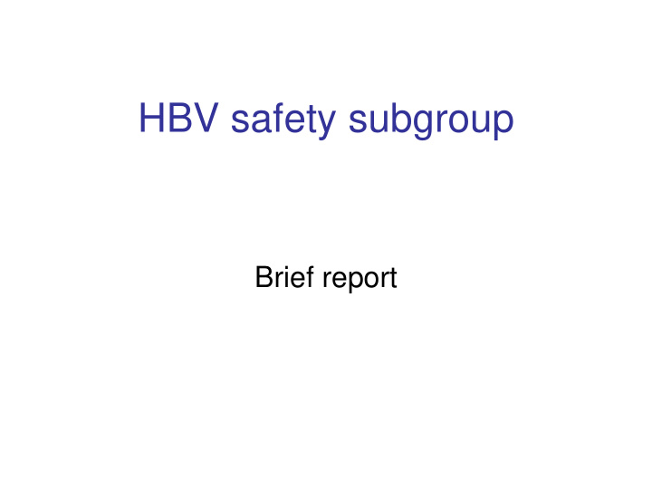 hbv safety subgroup