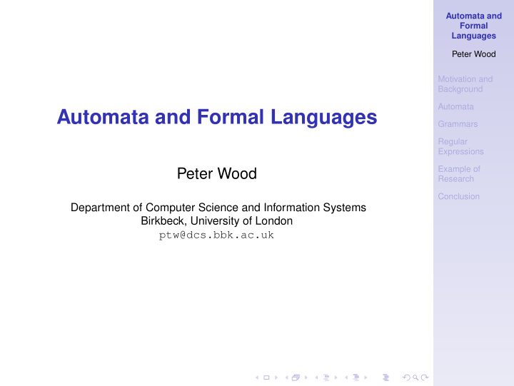 automata and formal languages