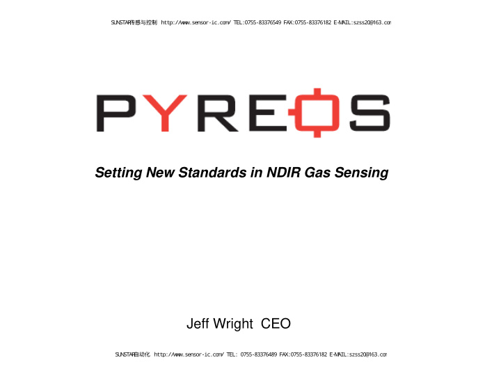 setting new standards in ndir gas sensing jeff wright ceo