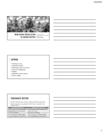 AGENDA  Ordinance review  Application timeline  Attachments, plans and waivers