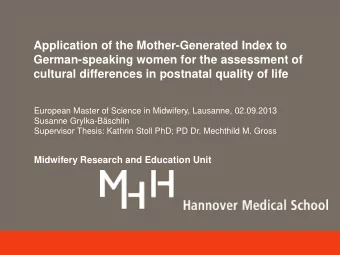 Application of the Mother-Generated Index to  German-speaking women for the assessment of  cultural