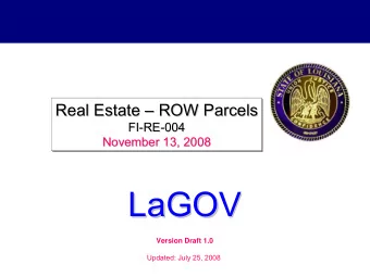 LaGOV  LaGOV  Version Draft 1.0  Updated: July 25, 2008  Agenda    Logistics, Ground Rules &amp;