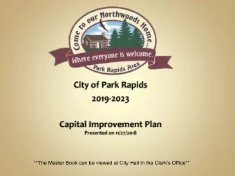 **The Master Book can be viewed at City Hall in the Clerks Office**  What a CIP IS