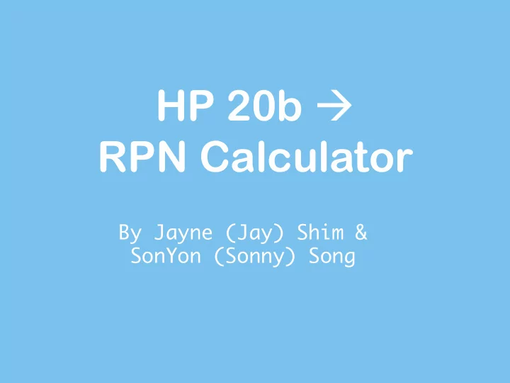 hp 20b rpn calculator