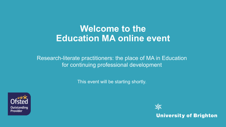 welcome to the education ma online event