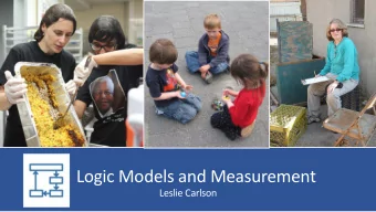 Logic Models and Measurement  Leslie Carlson  Overview  of Workshops  Today:  Logic Models and