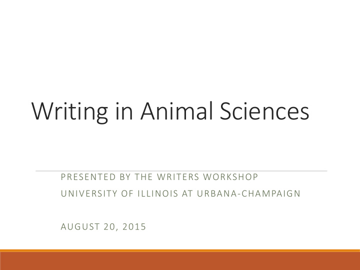writing in animal sciences