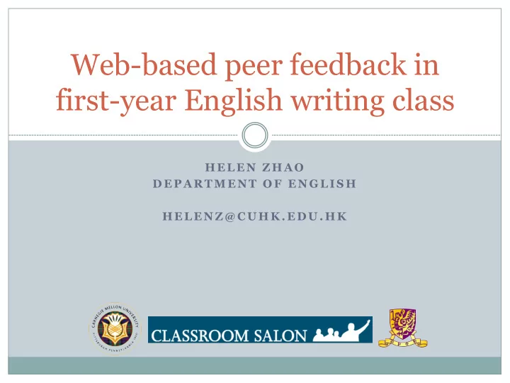 web based peer feedback in first year english writing