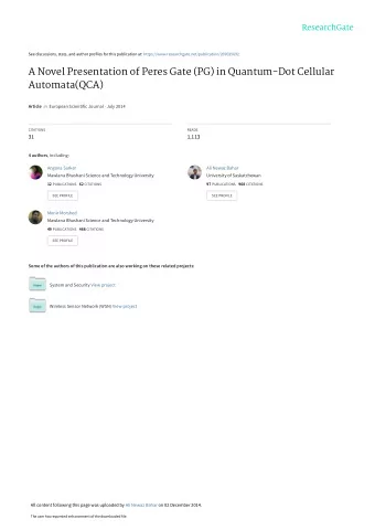 A Novel Presentation of Peres Gate (PG) in Quantum-Dot Cellular  Automata(QCA) Article in European