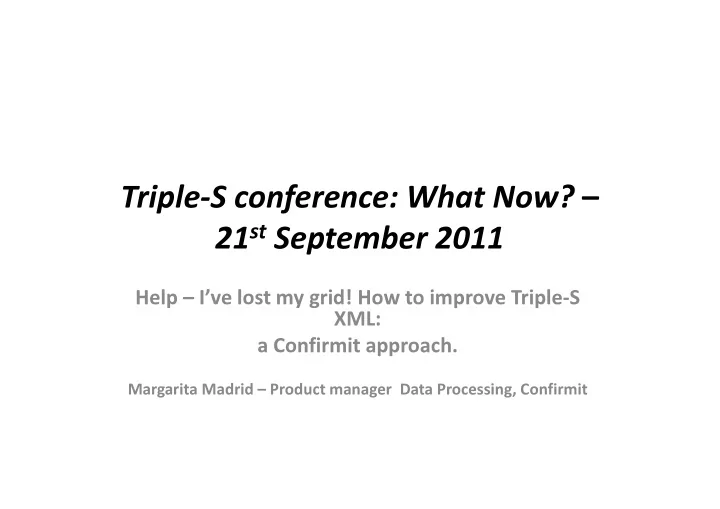 triple s conference what now 21 st september 2011