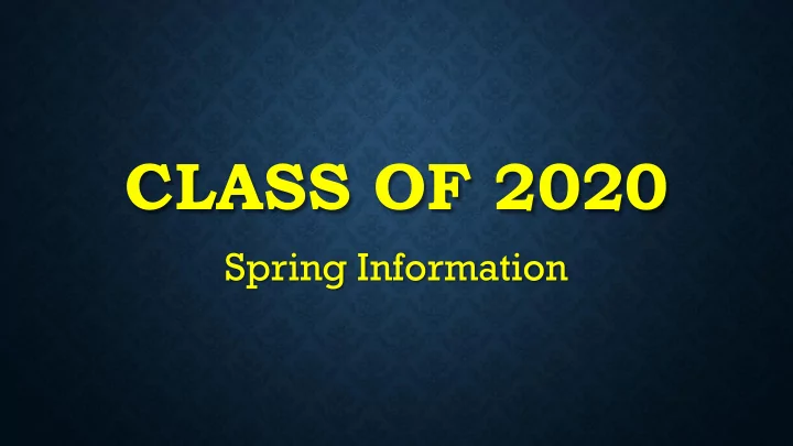 class of 2020