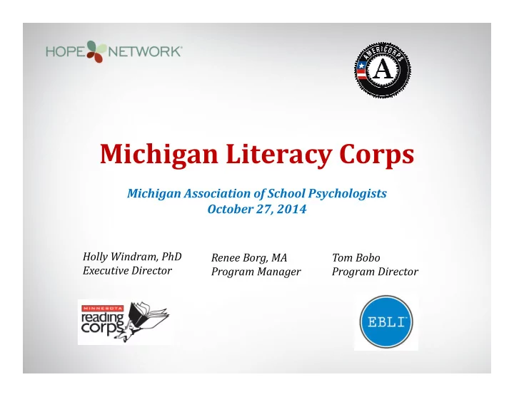 michigan literacy corps