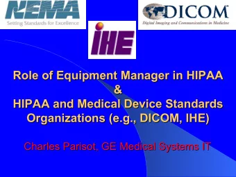 Role of Equipment Manager in HIPAA  HIPAA  Role of Equipment Manager in  &amp;  &amp;  HIPAA and