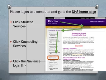 Services O Click Counseling  Services O Click the Naviance  login link NAVIANCE  Home Page