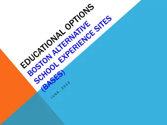 EDUCATIONAL OPTIONS  Vision  sion:  To serve as the innovative arm of non-  traditional learning