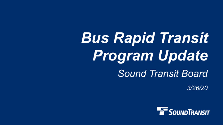bus rapid transit program update