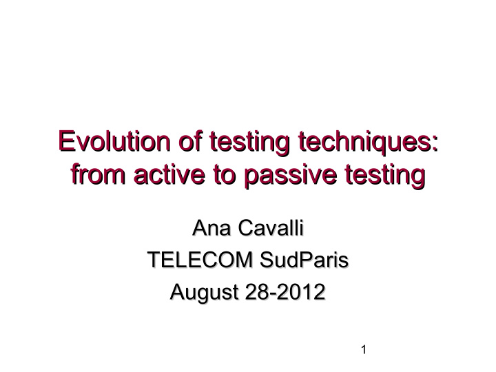 evolution of testing techniques evolution of testing