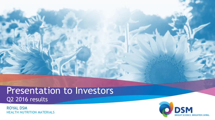 presentation to investors