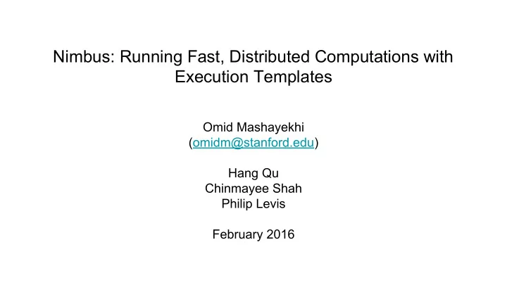 nimbus running fast distributed computations with