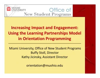 Increasing Impact and Engagement:  Using the Learning Partnerships Model Using the Learning