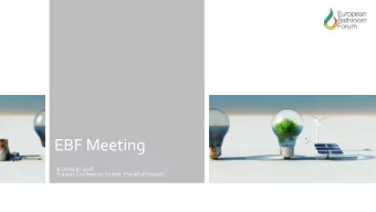 EBF Meeting  8 October 2018  Fraport Conference Center, Frankfurt Airport  Welcome  Carlos