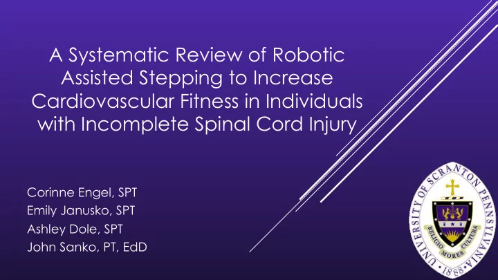 a systematic review of robotic assisted stepping to