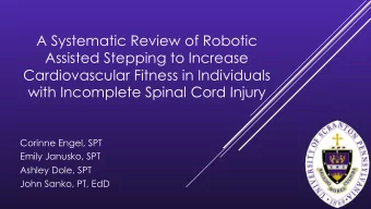 A Systematic Review of Robotic  Assisted Stepping to Increase  Cardiovascular Fitness in