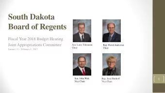 South Dakota  Board of Regents  Fiscal Year 2018 Budget Hearing  Joint Appropriations Committee