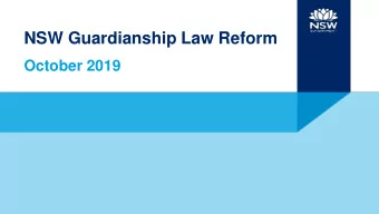 NSW Guardianship Law Reform  October 2019  Ageing NSW  The demographic shift  By 2031, around 20