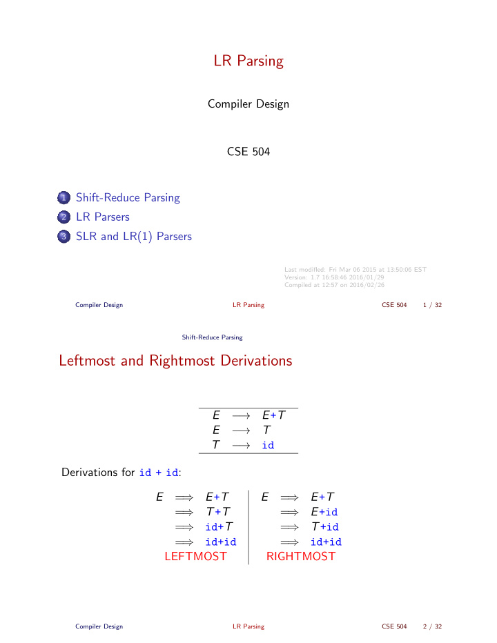 lr parsing